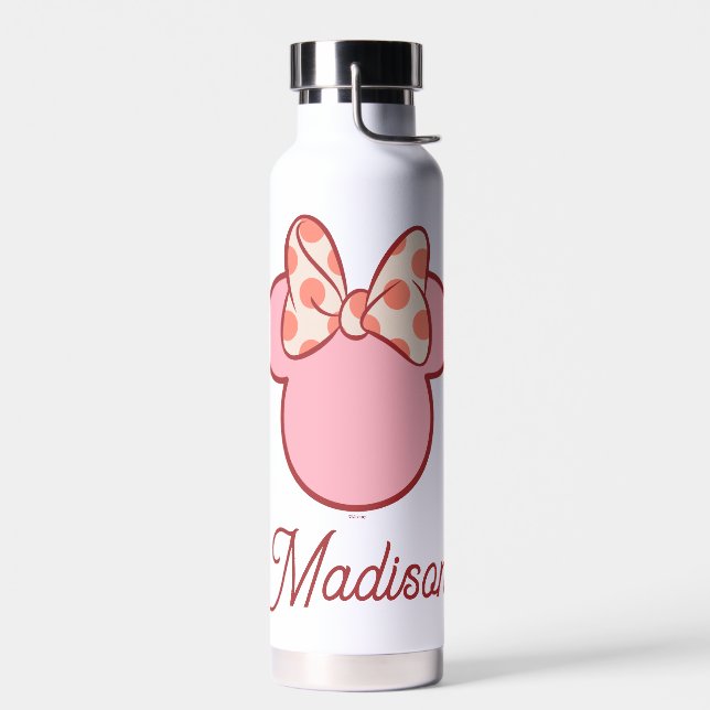 Sweet Polka Dot Bow Mouse Silhouette Water Bottle (Left)