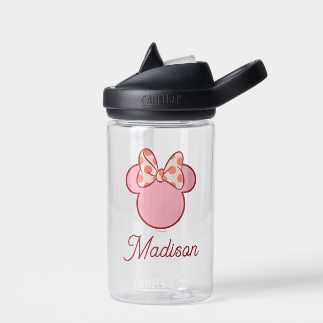 Sweet Polka Dot Bow Mouse Silhouette Water Bottle (Left)
