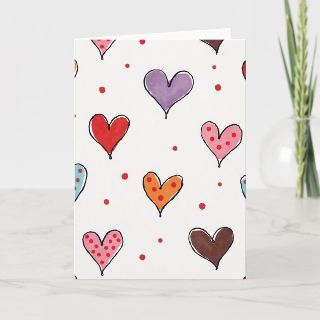 Sweet Polka Dot Hearts Card (Front)