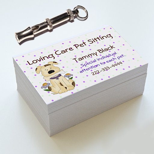 Customizable Sweet Polka Dot Pet Sitting Business Card