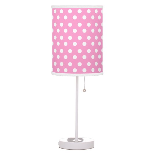 Sweet Polka Dot Table Lamp - Pink & White (Left)