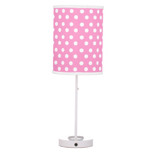 Sweet Polka Dot Table Lamp - Pink & White (Back)