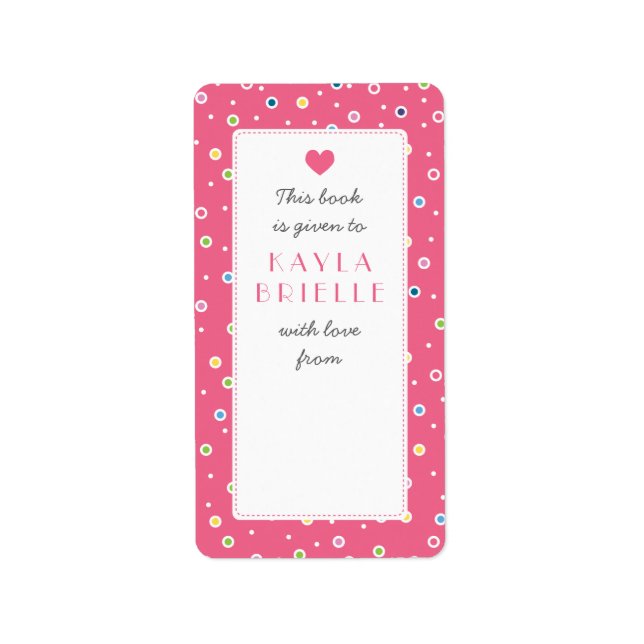 Sweet Polkadot Bubble Book Gift Bookplate Label (Front)