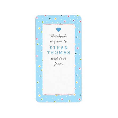 Sweet Polkadot Bubble Book Gift Bookplate Label