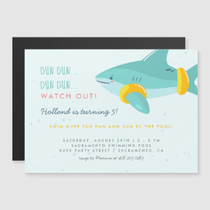 Sweet Pool Party Shark Arm Floats Kids Birthday Magnetic Invitation