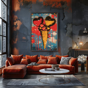 Sweet Pop Art: Heart Ice Cream Photo Print