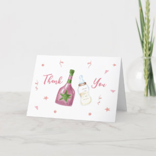Sweet Poppin Champagne Bottles Baby Shower Letterpress Thank You Card
