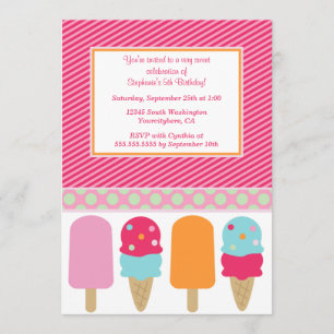 Sweet popsicles girl's birthday party invitation
