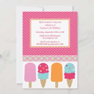 Sweet popsicles girl's birthday party invitation