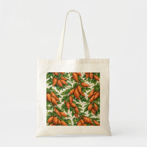 Sweet Potato Botanical Watercolor Pattern Tote Bag
