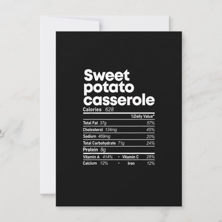 Sweet Potato Casserole Nutrition Thanksgiving Food Invitation Zazzle
