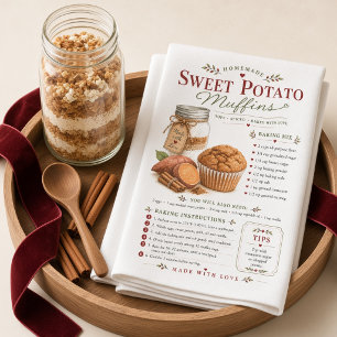 Sweet Potato Muffins Recipe Thanksgiving Kitchen Towel