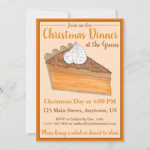 Sweet Potato Pie Christmas Thanksgiving Dinner Invitation