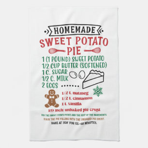 Sweet Potato pie recipe Christmas Kitchen Towel