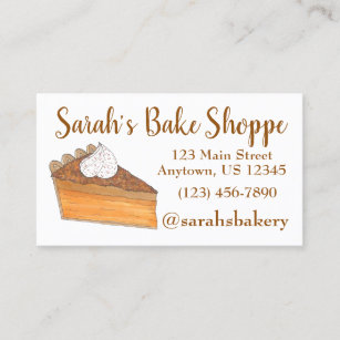 Sweet Potato Pie Slice Bakery Baker Pastry Chef Business Card