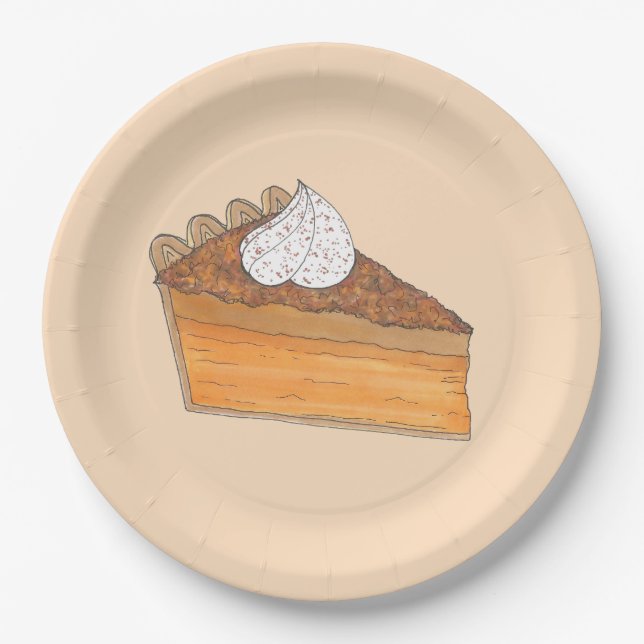 Sweet Potato Pie Slice Christmas Dinner Soul Food Paper Plates (Front)
