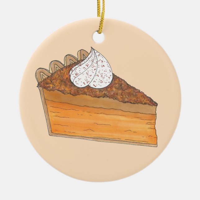 Sweet Potato Pie Slice Christmas Soul Food Dessert Ceramic Ornament (Front)
