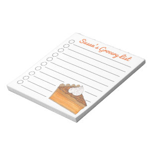 Sweet Potato Pie Slice Personalized Grocery List Notepad