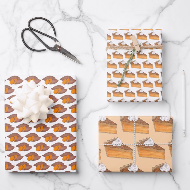 Sweet Potato Pie Slice Soul Food Southern Dessert Wrapping Paper Sheets (Front)