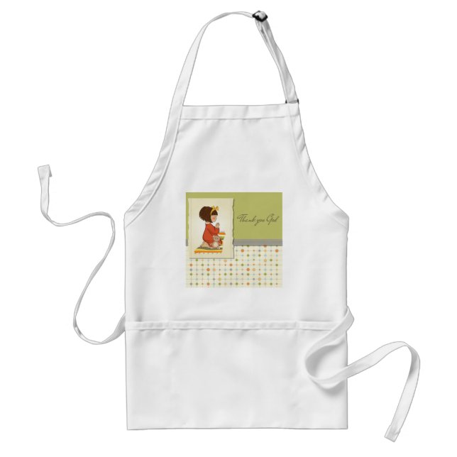 Sweet Praying Girl Thank You God Adult Apron (Front)