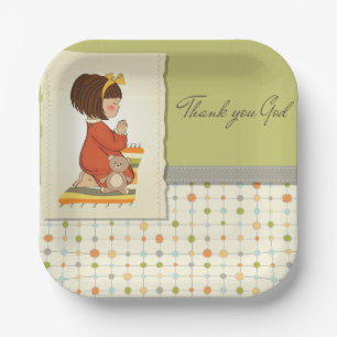 Sweet Praying Girl Thank You God Paper Plates