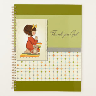 Sweet Praying Girl Thank You God Planner