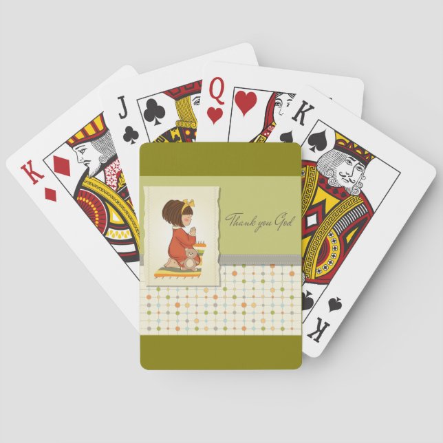 Sweet Praying Girl Thank You God Poker Cards (Back)