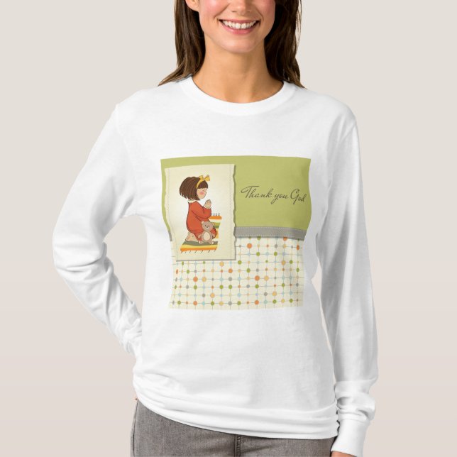 Sweet Praying Girl Thank You God T-Shirt (Front)