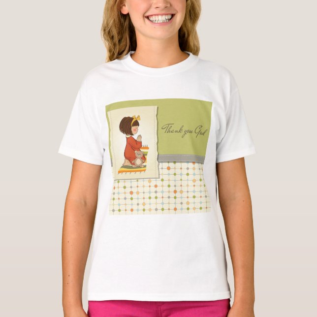 Sweet Praying Girl Thank You God T-Shirt (Front)