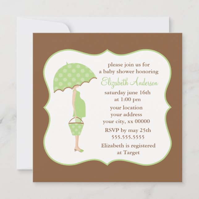 Sweet Pregnant Mom Neutral Baby Shower Invitation (Front)