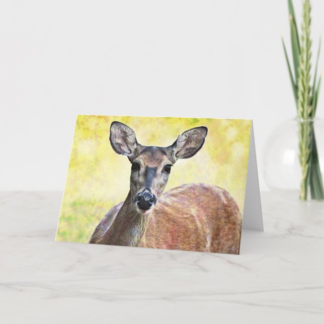 Sweet Pretty Face Deer Note Card (Front)