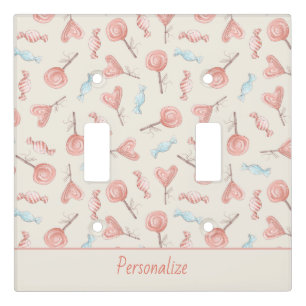 Sweet Pretty Pink Candy Lollipops Cute Light Switch Cover