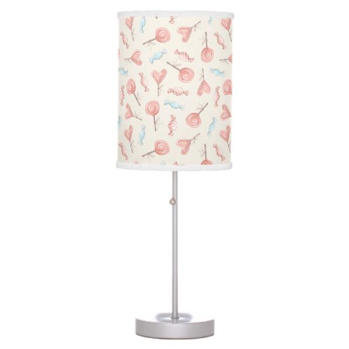 Sweet Pretty Pink Candy Lollipops Cute Table Lamp