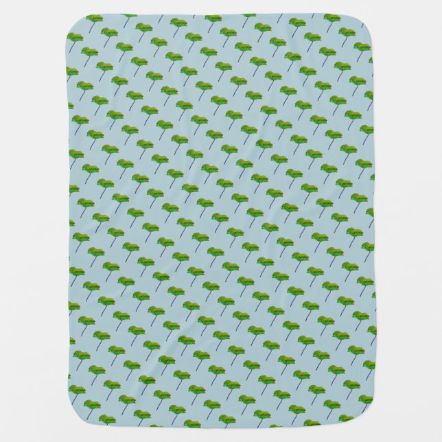 Sweet pretty small poppy flower floral print stroller blanket (Front)