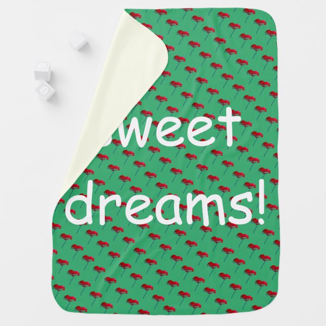 Sweet pretty small poppy flower floral print swaddle blanket (In Situ)