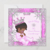 Sweet Princess Baby Shower Snowflake Pink Ethnic Invitation (Front)