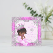 Sweet Princess Baby Shower Snowflake Pink Ethnic Invitation (Standing Front)