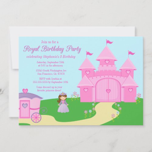 Sweet princess girl's birthday party invitation