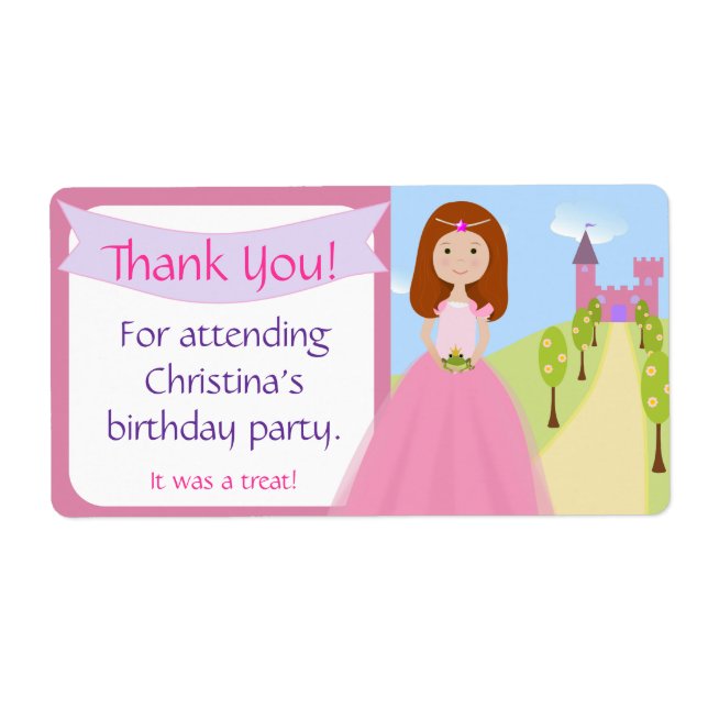 Sweet Princess Party Favor Label (Front)