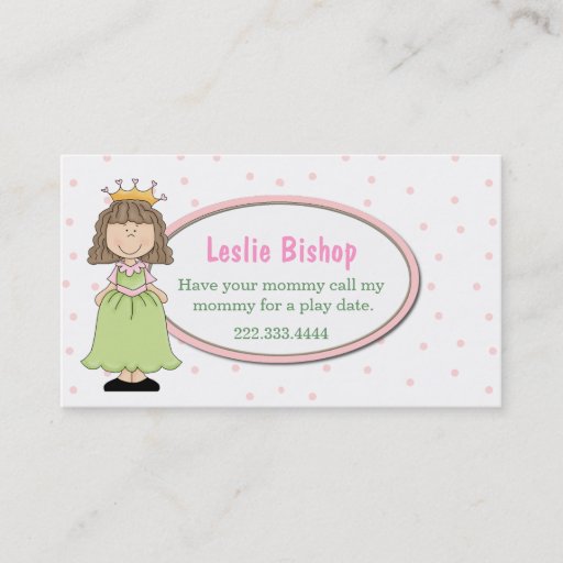 Customizable Sweet Princess Play Date Card Business Card Template