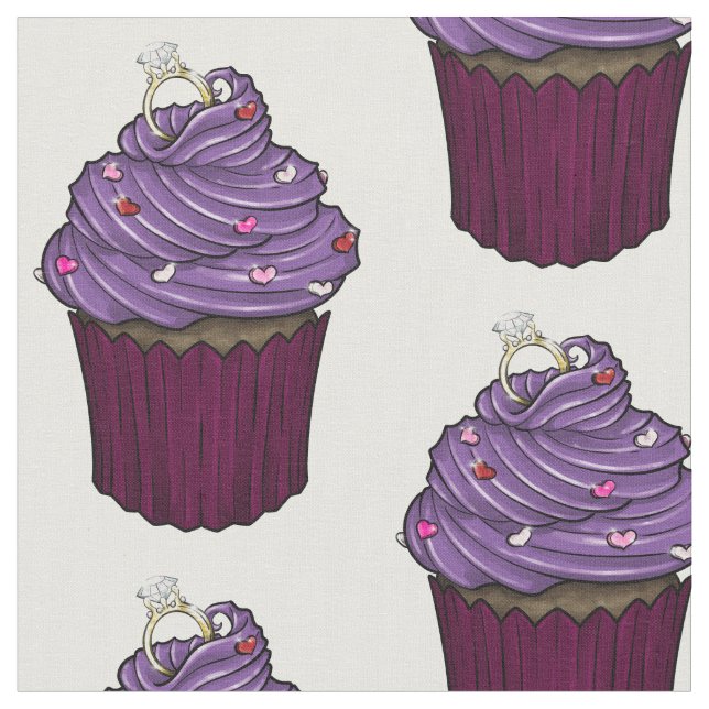 Sweet Proposal Cupcake Fabric (Close Up)