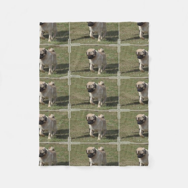 Sweet Pug Dog Fleece Blanket (Front)