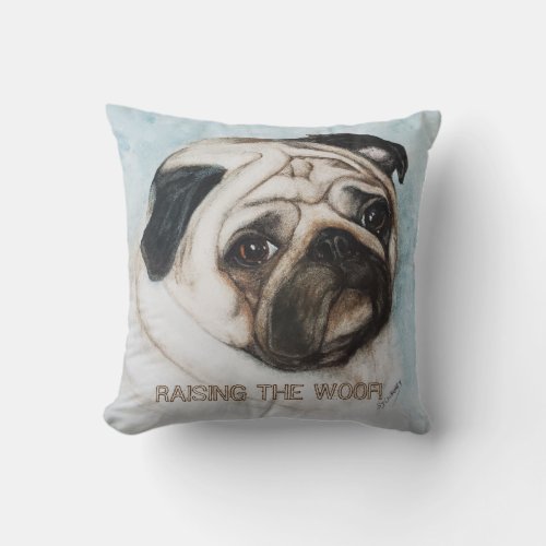 SWEET PUG PUPPY THROW PILLOW