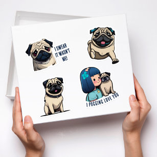 Sweet Pug Stickers Set