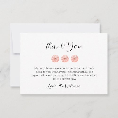 Sweet Pumpkin Baby Shower  Thank You Card