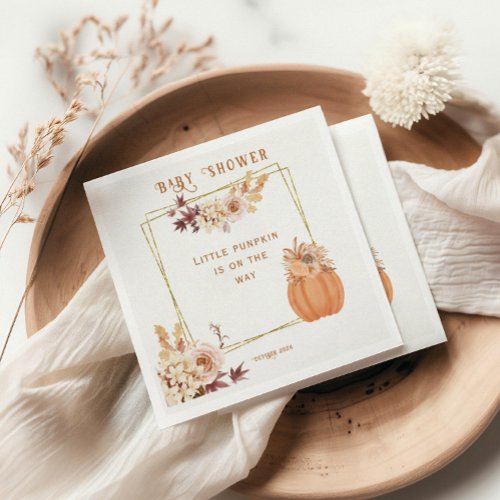 Sweet Pumpkin Dreams Autumn_Themed Baby Shower Napkins