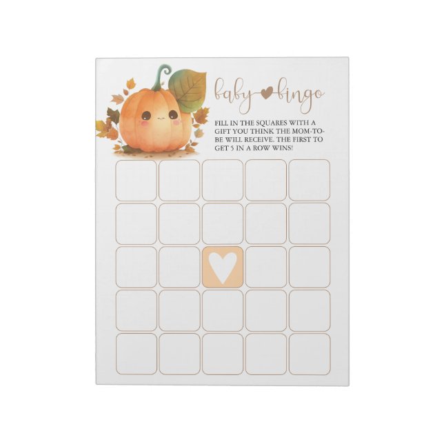 Sweet Pumpkin Fall Baby Bingo Notepad (Rotated)