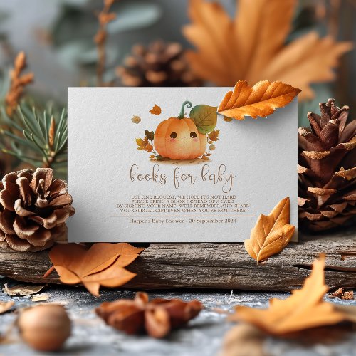 Sweet Pumpkin Fall Baby Shower Books for Baby Enclosure Card