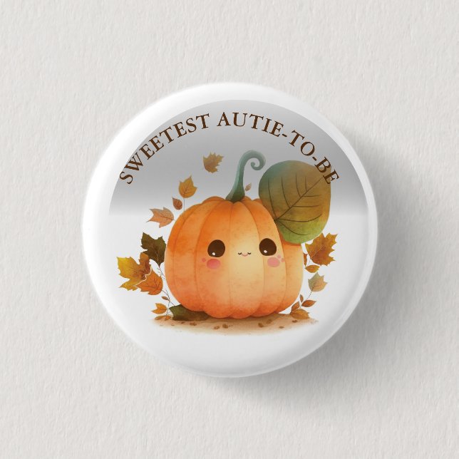 Sweet Pumpkin Fall Baby Shower Button (Front)