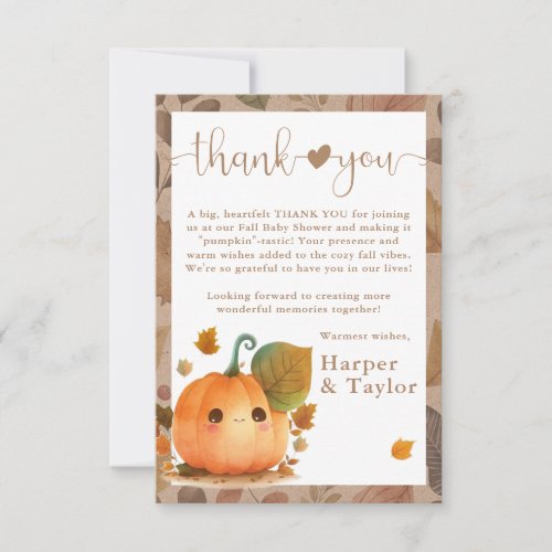 Sweet Pumpkin Fall Baby Shower Thank You Card